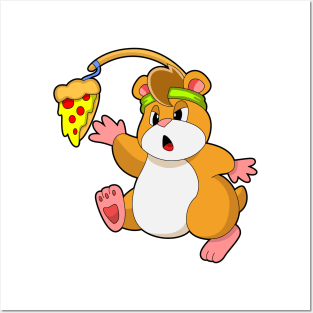 Hamster at Eating with Pizza Posters and Art